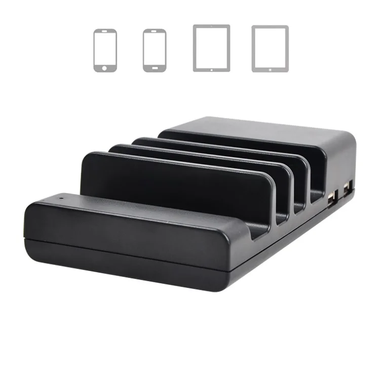 USB Wall Charger 4-Port Desktop Charging Station for iPhone iPad Samsung Sony (wodSL02) - Black / US Plug