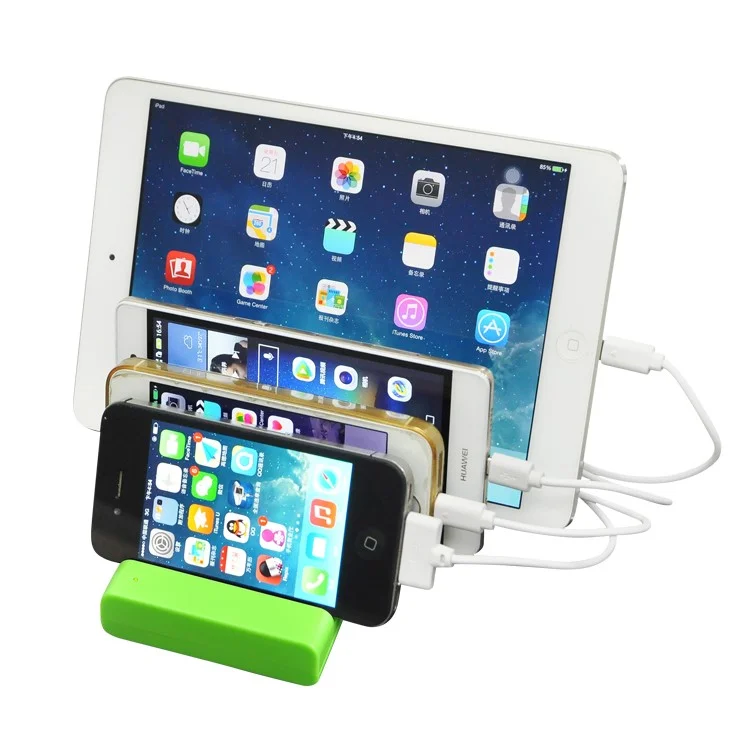 4-Port Desktop Charging Station USB Travel Wall Charger for iPhone iPad Samsung Sony (wodSL02) - Green / US Plug