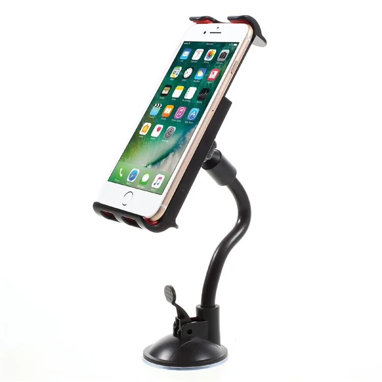 Universal Suction Cup Metal Hose Rotary Car Desktop Mount Holder, Clamp Width: 11.5 - 20cm - Black