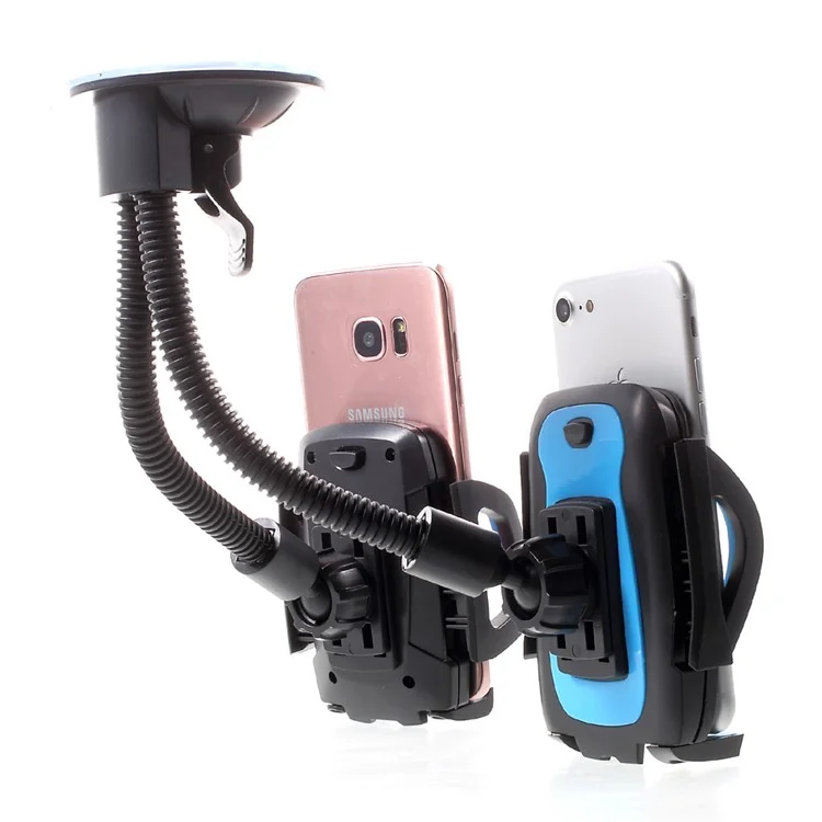 JS-026 Suction Cup Multi-function Car Mount Cradle with Double Phone Holders (Color Random) - Style A