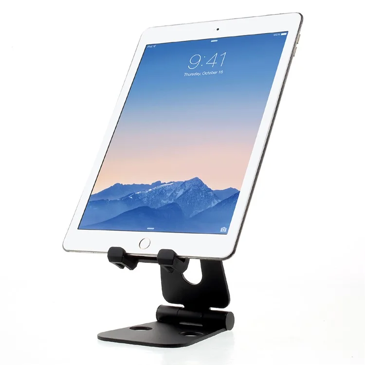 Universal Aluminium Alloy Foldable Desktop Mount Stand for iPhone iPad Samsung Smartphones & Tablets - Black