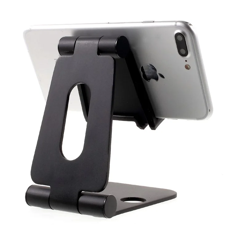 Universal Aluminium Alloy Foldable Desktop Mount Stand for iPhone iPad Samsung Smartphones & Tablets - Black