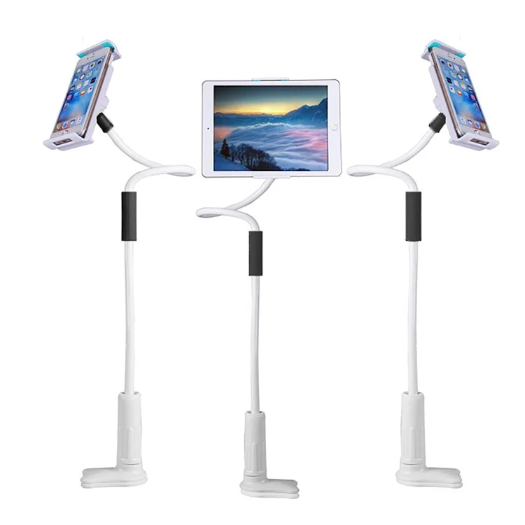 Universal 360 Rotary Lazy Bed Desktop Mount Holder for Tablet and Mobile Phone, Width: 12-18cm - White