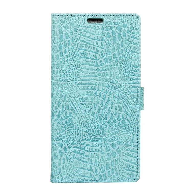 Crocodile Texture Leather Wallet Stand Cellphone Case for ZTE Blade 602 - Cyan
