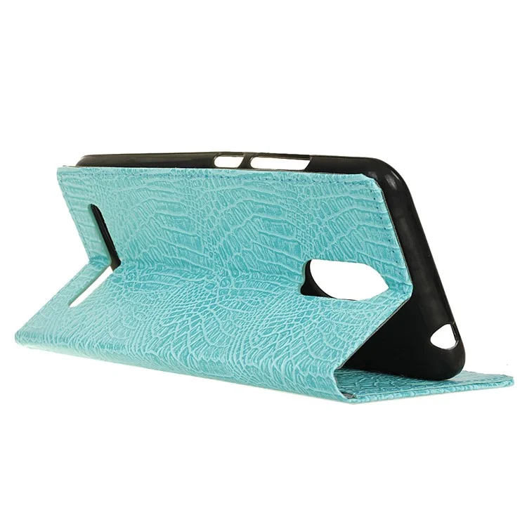 Crocodile Texture Leather Wallet Stand Cellphone Case for ZTE Blade 602 - Cyan