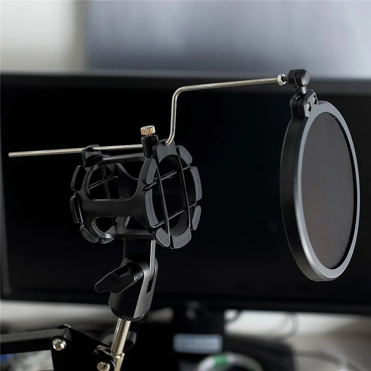 Desktop Recording Microphone Stand Studio Boom Arm with Phone Clamp for Broadcasting/ Phone Karaoke