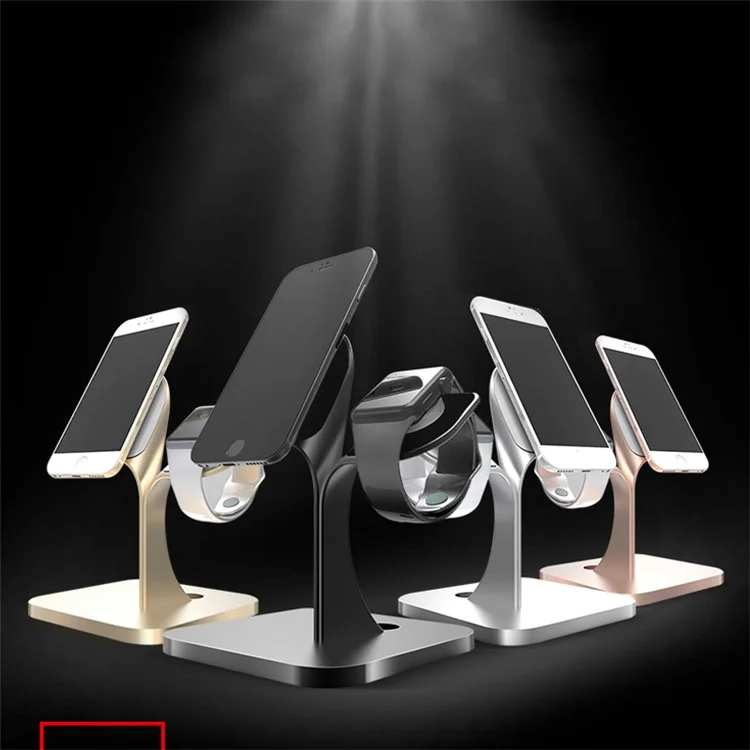 Nano Micro Suction Bracket Aluminum Alloy Desktop Stand for Apple Watch, iPhone, Samsung etc. - Black