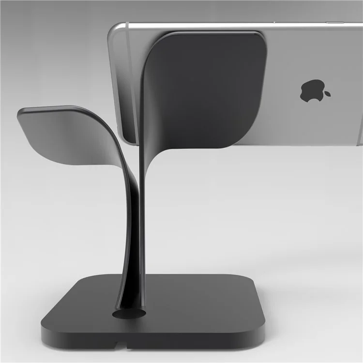 Nano Micro Suction Bracket Aluminum Alloy Desktop Stand for Apple Watch, iPhone, Samsung etc. - Black