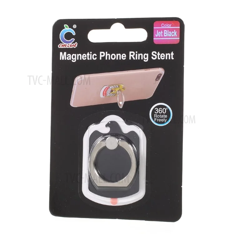 CMZWT CPS-009 Drop-resisting Magnetic Phone Ring Stent Universal Finger Grip Ring Holder - Jet Black