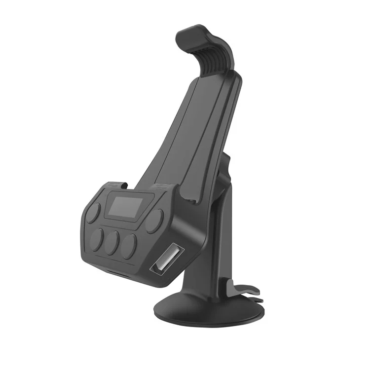 D8 FM Bluetooth Transmitter + USB Car Charger + Phone Holder Car Kit for iPhone 7, Samsung S8 etc. - Black