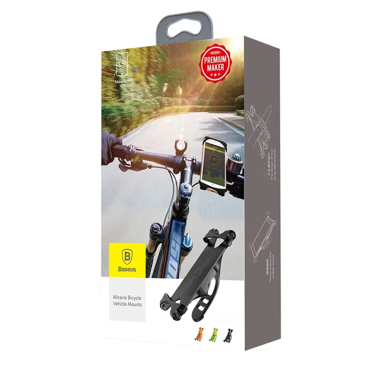 BASEUS Universal Adjustable Phone Bike Mount Holder for iPhone 7, Huawei P10 etc. - Black