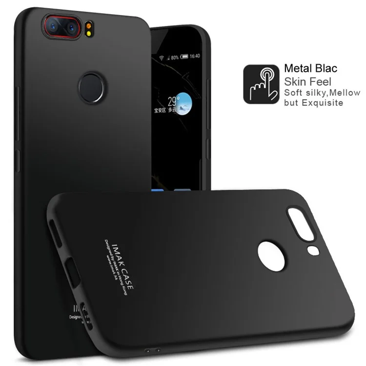 IMAK Ultra Thin TPU Mobile Phone Back Case + Screen Protector for ZTE Nubia Z17 - Metal Black