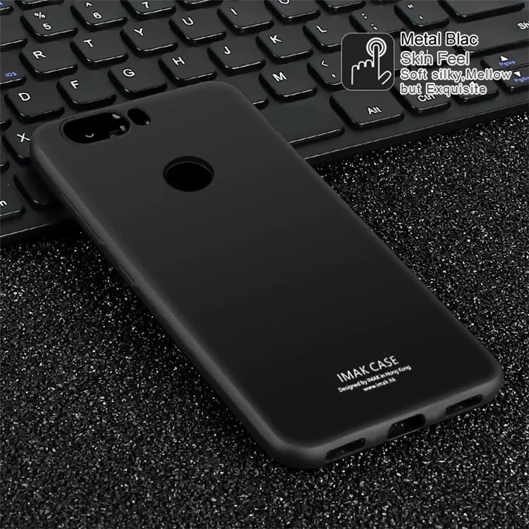 IMAK Ultra Thin TPU Mobile Phone Back Case + Screen Protector for ZTE Nubia Z17 - Metal Black