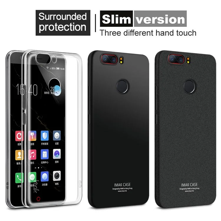 IMAK Ultra Thin TPU Mobile Phone Back Case + Screen Protector for ZTE Nubia Z17 - Metal Black