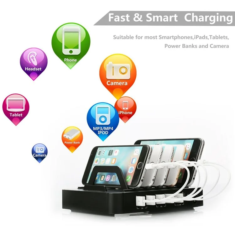 YM-UD03 Universal 50W 6 Ports USB Charging Dock Charging Stand for Apple Watch iPhone iPad Samsung