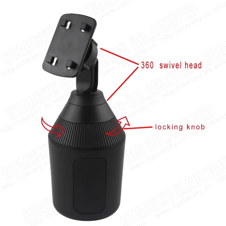 095-080A Universal 360 Degree Rotary Car Phone / Tablet Cup Mount Holder for iPhone iPad, Clamp Width: 11-22cm