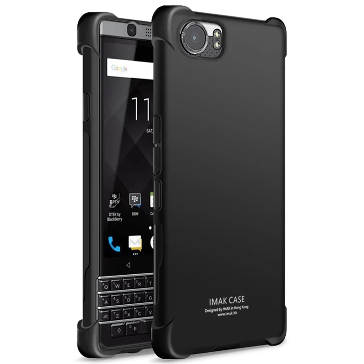 IMAK Silky Anti-drop TPU Mobile Case + Screen Protector Skin Film for BlackBerry Keyone / DTEK70 - Metal Black