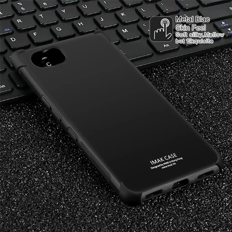 IMAK Silky Anti-drop TPU Mobile Case + Screen Protector Skin Film for BlackBerry Keyone / DTEK70 - Metal Black