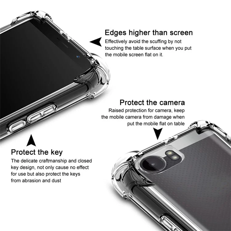 IMAK Silky Anti-drop TPU Mobile Case + Screen Protector Skin Film for BlackBerry Keyone / DTEK70 - Metal Black