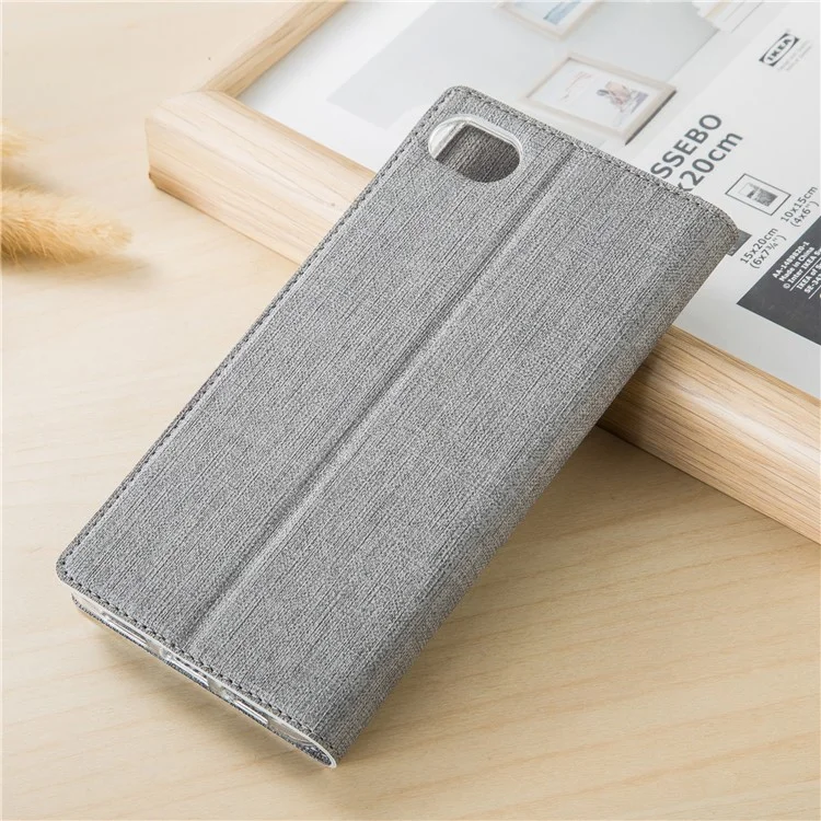 VILI DMX Style Cross Texture Card Holder Leather Case Cover for BlackBerry Motion - Grey