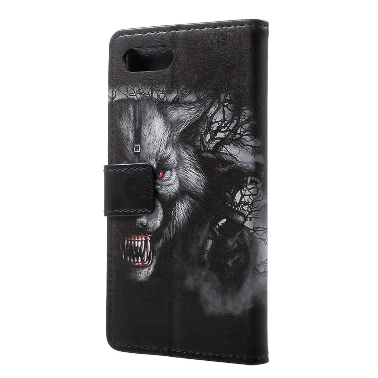 Pattern Printing Stand Leather Wallet Mobile Case for BlackBerry Key2 - Fierce Wolf