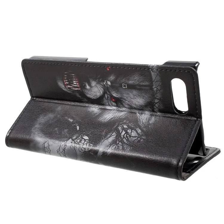 Pattern Printing Stand Leather Wallet Mobile Case for BlackBerry Key2 - Fierce Wolf