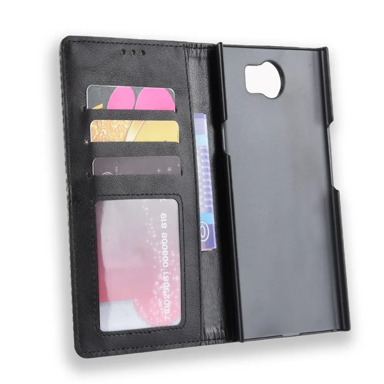 Vintage Style PU Leather Mobile Phone Case Accessory for BlackBerry Priv - Black