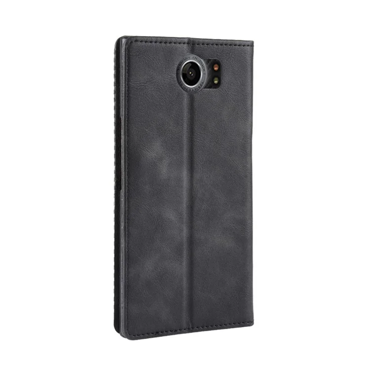 Vintage Style PU Leather Mobile Phone Case Accessory for BlackBerry Priv - Black