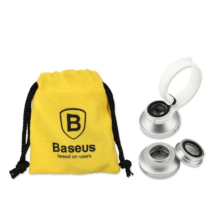 BASEUS Clip-on Fisheye + Wide Angle + Macro Lens for Apple Samsung Sony LG HTC etc Smartphones