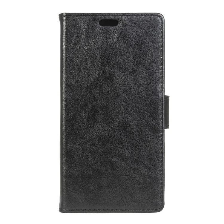 Crazy Horse Wallet Leather Stand Case for BlackBerry DTEK60 - Black