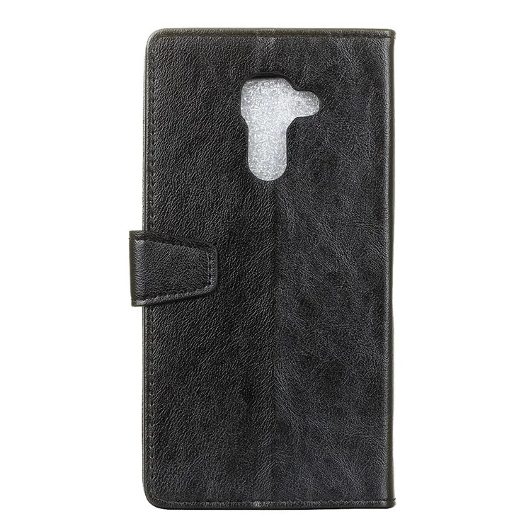 Crazy Horse Wallet Leather Stand Case for BlackBerry DTEK60 - Black