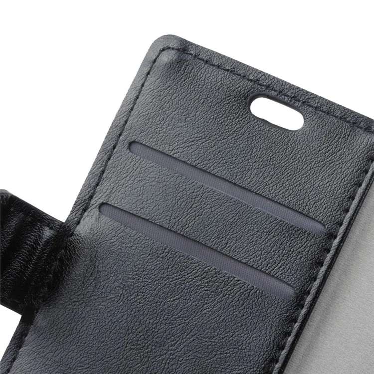 Crazy Horse Wallet Leather Stand Case for BlackBerry DTEK60 - Black
