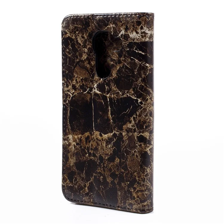 Marble Texture Leather Wallet Case for BlackBerry DTEK60 - Black