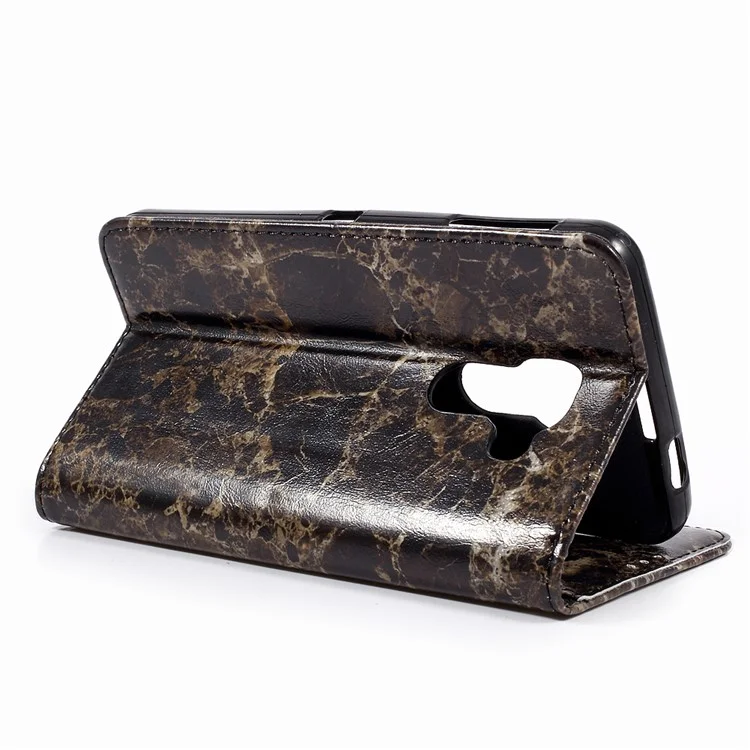 Marble Texture Leather Wallet Case for BlackBerry DTEK60 - Black