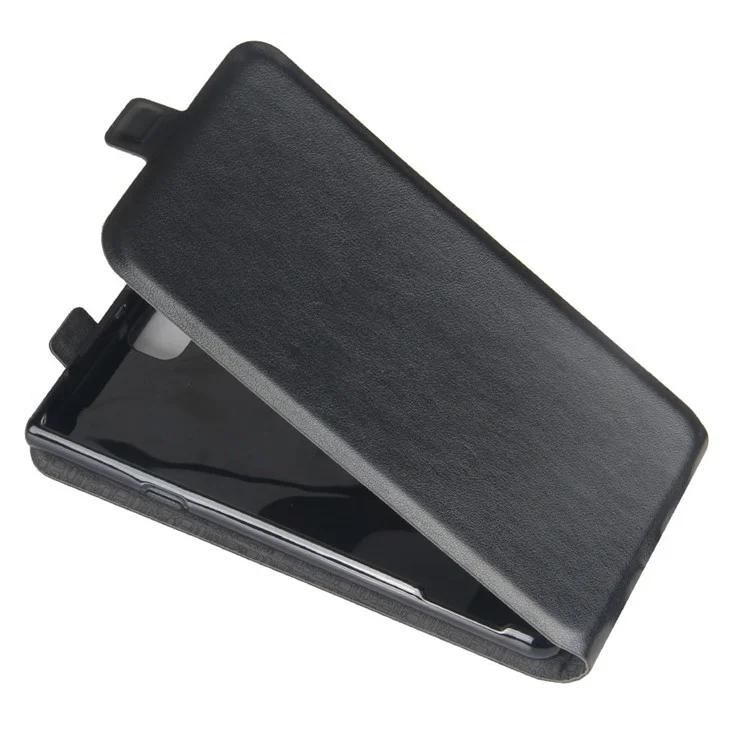 Crazy Horse Grain Vertical Flip Leather Phone Casing for BlackBerry Keyone - Black