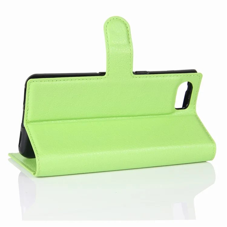 Litchi Grain Wallet Leather Mobile Phone Case for BlackBerry Keyone - Green