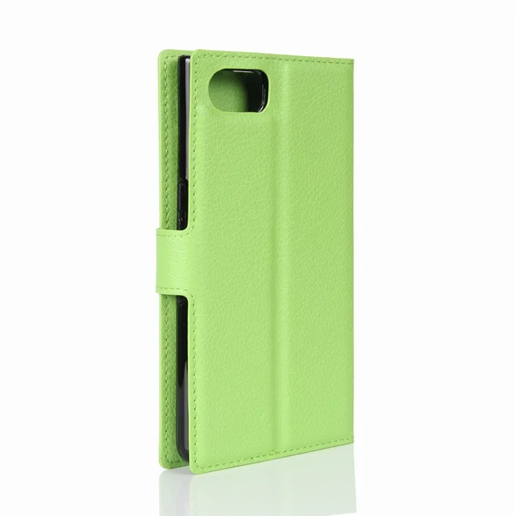 Litchi Grain Wallet Leather Mobile Phone Case for BlackBerry Keyone - Green