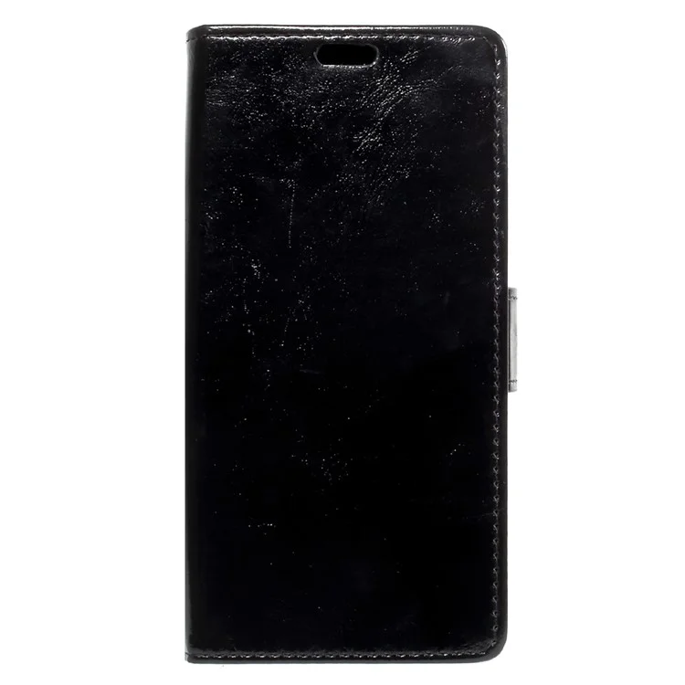Crazy Horse Grain PU Leather Wallet Case with Stand for BlackBerry Keyone - Black
