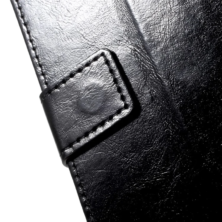 Crazy Horse Grain PU Leather Wallet Case with Stand for BlackBerry Keyone - Black