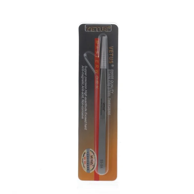 SS-SA Tough Stainless Steel Flat Tipped Straight Tweezer Professional Tool