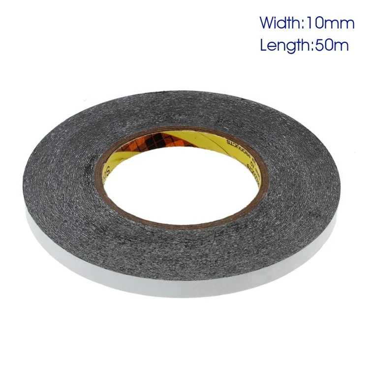Noir 50m x 10mm Bande de fixation adhésive double face