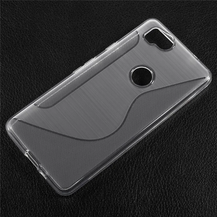 Carbon Fiber Brushed S Shape TPU Mobile Case for Google Pixel 2 - Transparent