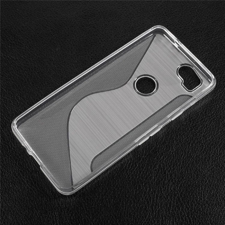 Carbon Fiber Brushed S Shape TPU Mobile Case for Google Pixel 2 - Transparent