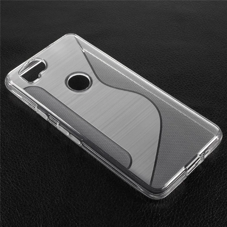 Carbon Fiber Brushed S Shape TPU Mobile Case for Google Pixel 2 - Transparent