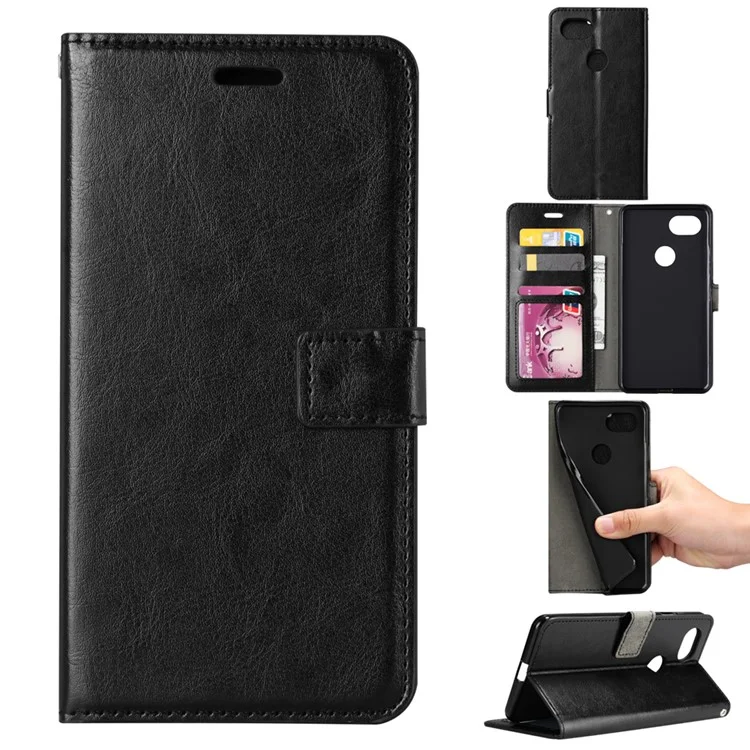 BTRCASE Crazy Horse Leather Wallet Case for Google Pixel 2 - Black