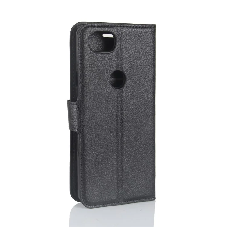 Litchi Skin Wallet Leather Stand Case for Google Pixel 2 XL - Black