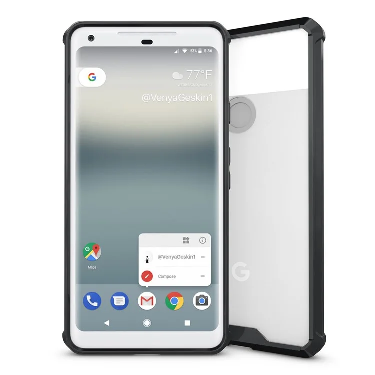 TPU + Transparent Acrylic Protective Mobile Phone Case for Google Pixel 2 XL - Black