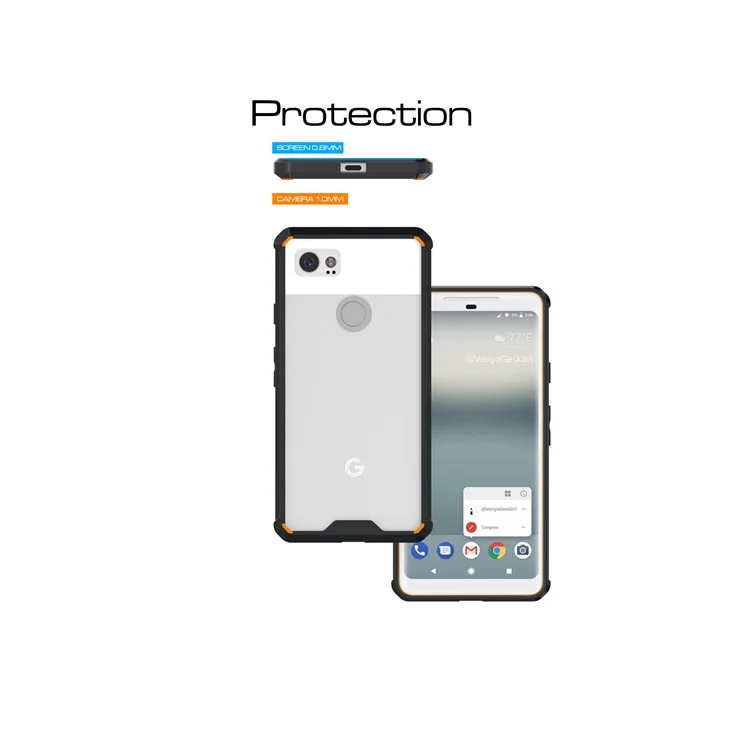 TPU + Transparent Acrylic Protective Mobile Phone Case for Google Pixel 2 XL - Black