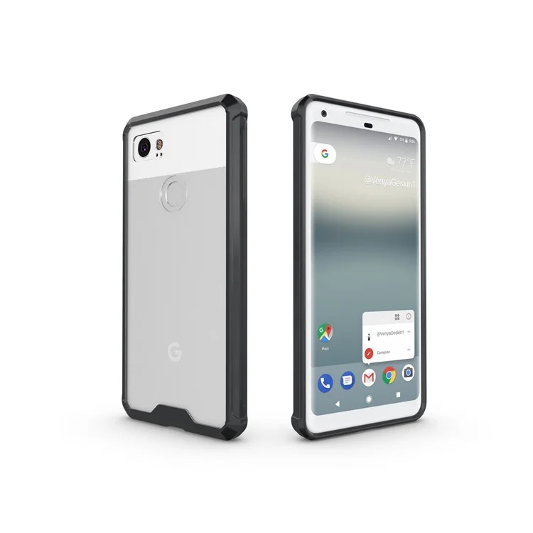 TPU + Transparent Acrylic Protective Mobile Phone Case for Google Pixel 2 XL - Black