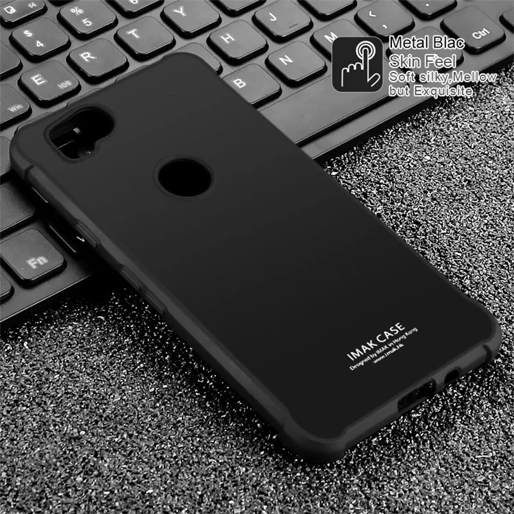 IMAK for Google Pixel 2 Skin Feel Airbag Shockproof TPU Gel Cover + Screen Protector - Metal Black